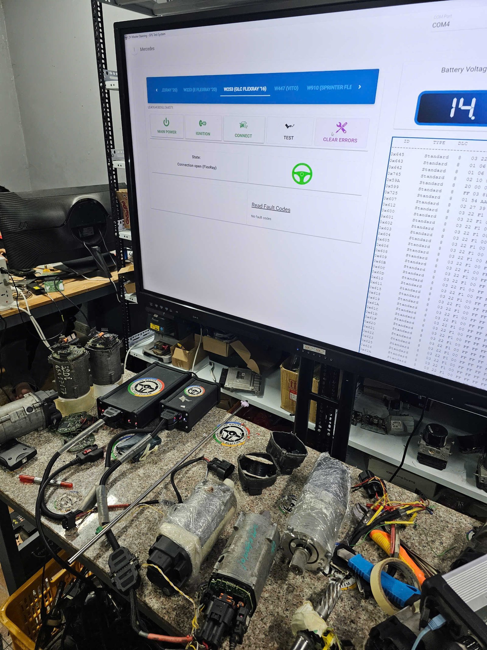 test thước lái sau khi sửa chữa bằng phần mềm chuyên dụng 